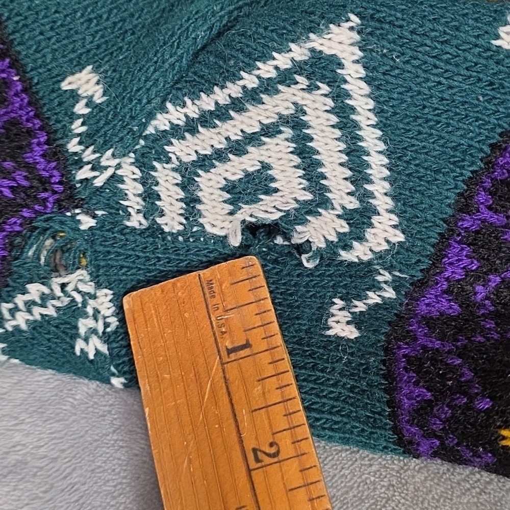 Vintage Woolrich Sweater Women's Size Large Colorful Geometric Knit Green Purple - Picture 5 of 9